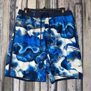 Nike Blue and White Men's Swim Trunks
